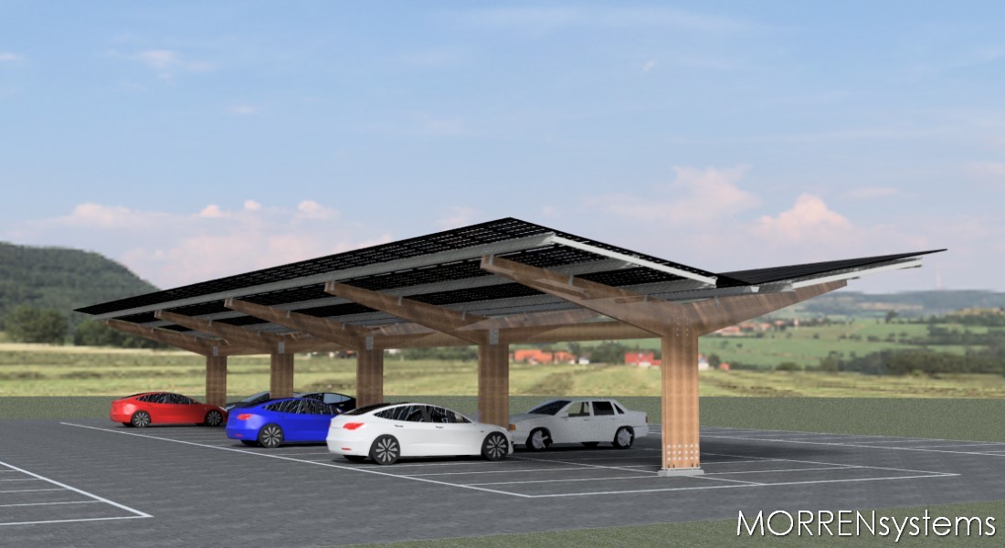 C434H - solar carport hout dubbel